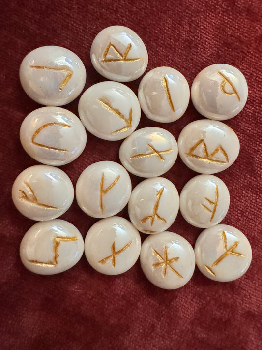 White glass younger Futhark runes