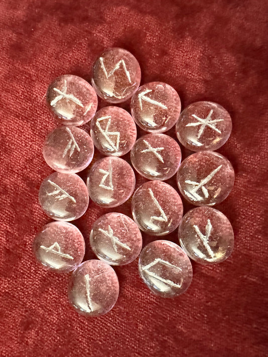 Clear pink younger Futhark runes