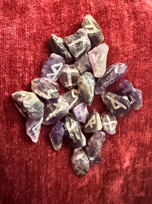 Raw Amethyst Elder Futhark Runes